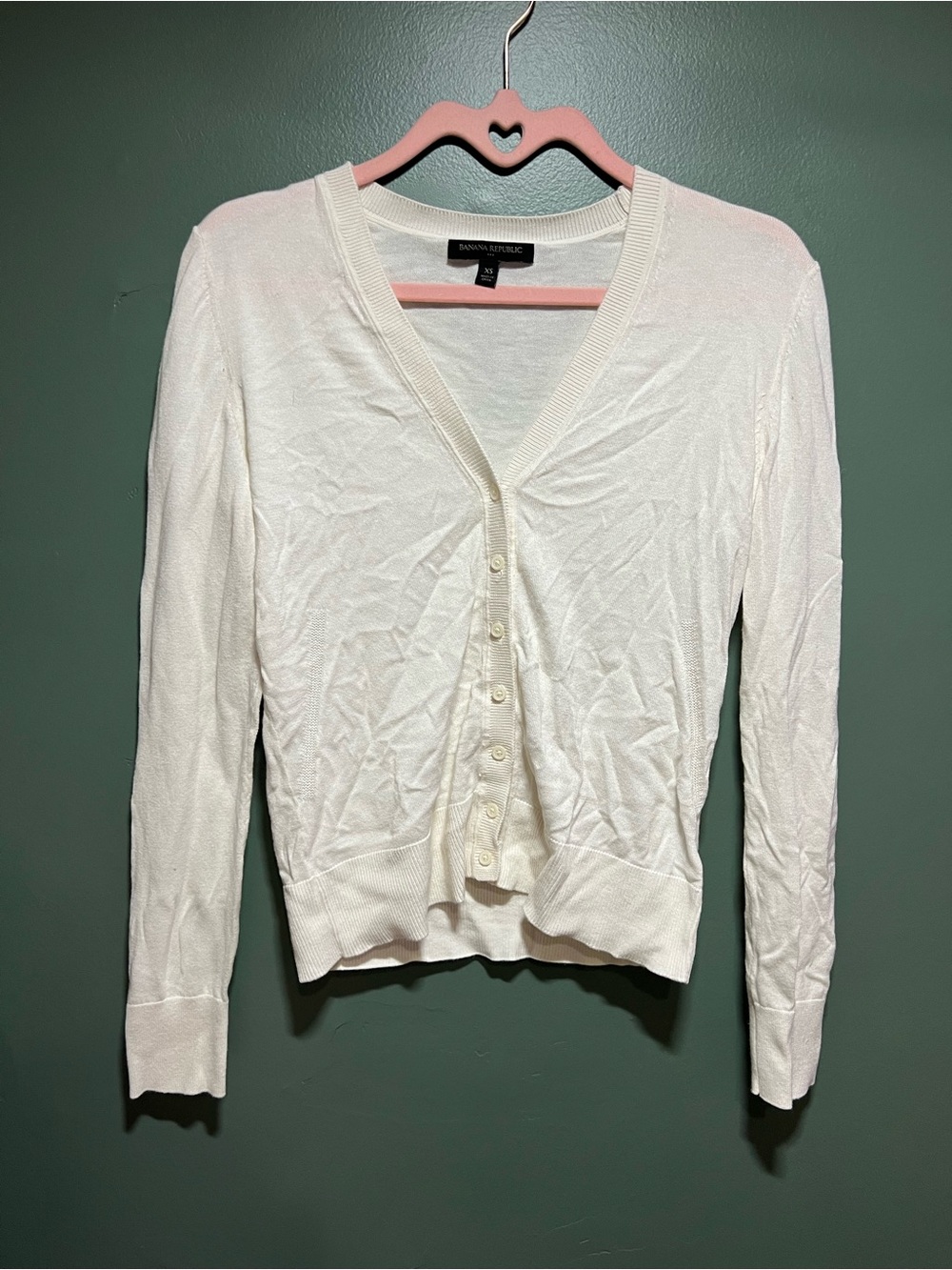Banana Republic Cream V-Neck Button Cardigan